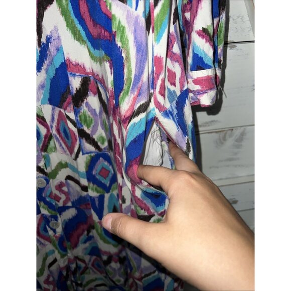 ZARA Printed Dress Summer Tribal Maxi Cover Up Kaftan colorful geo ikat M MEDIUM - Picture 10 of 14